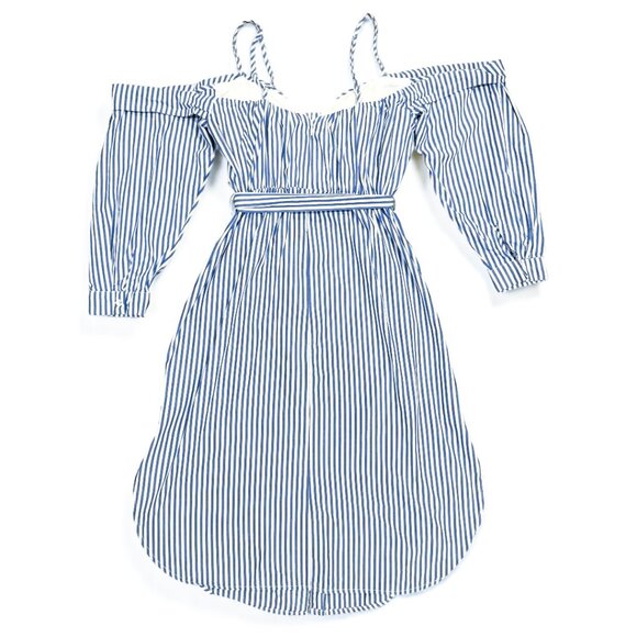 Revolve Bardot Paloma Stripe Dress White & Blue Women's Size Small - Picture 9 of 11